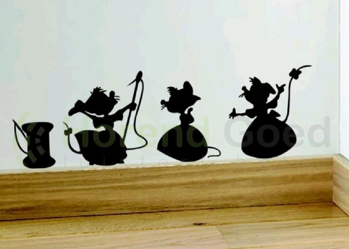 Plint sticker | muizen | Cinderella | Zwart